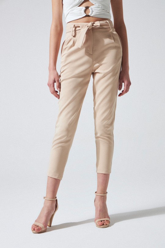 BELTED HIGH WAIST CARROT PANTS MINK - BERFUĞ KIRAN (1)