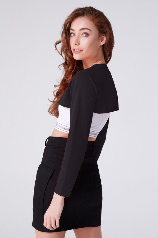 BLACK LONG SLEEVE CROP - 3
