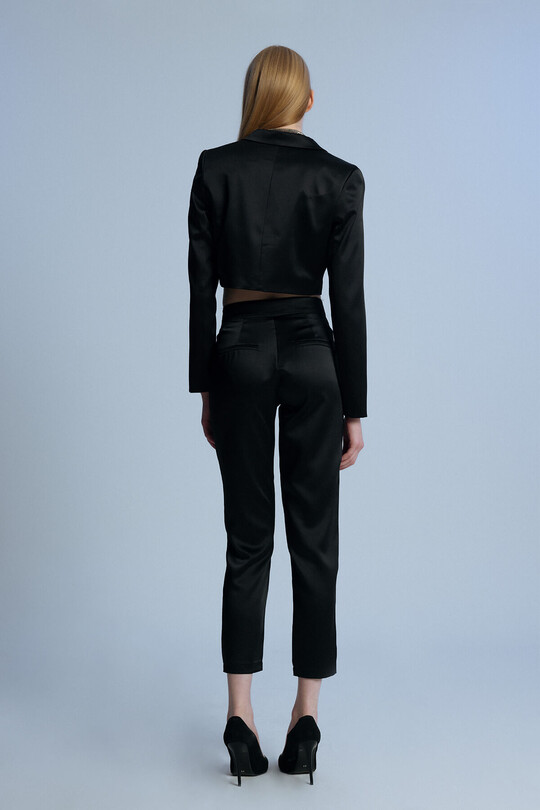 Black Short Satin Jacket - 4