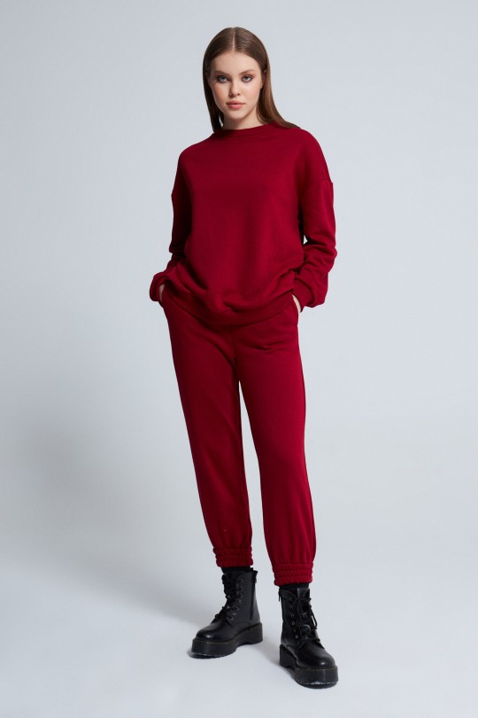 Bordeauxfarbenes Oversize-Sweatshirt - BERFUĞ KIRAN