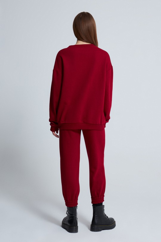 Bordeauxfarbenes Oversize-Sweatshirt - 3