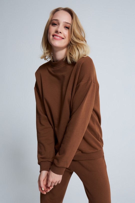Braunes Oversize-Sweatshirt - BERFUĞ KIRAN