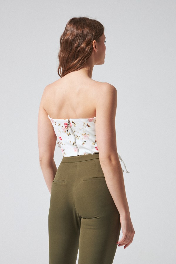 Bustier mit Blumenmuster und seitlichen Bindebändern - 2