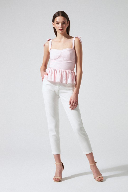 Ecru Cigarette Trousers - 3