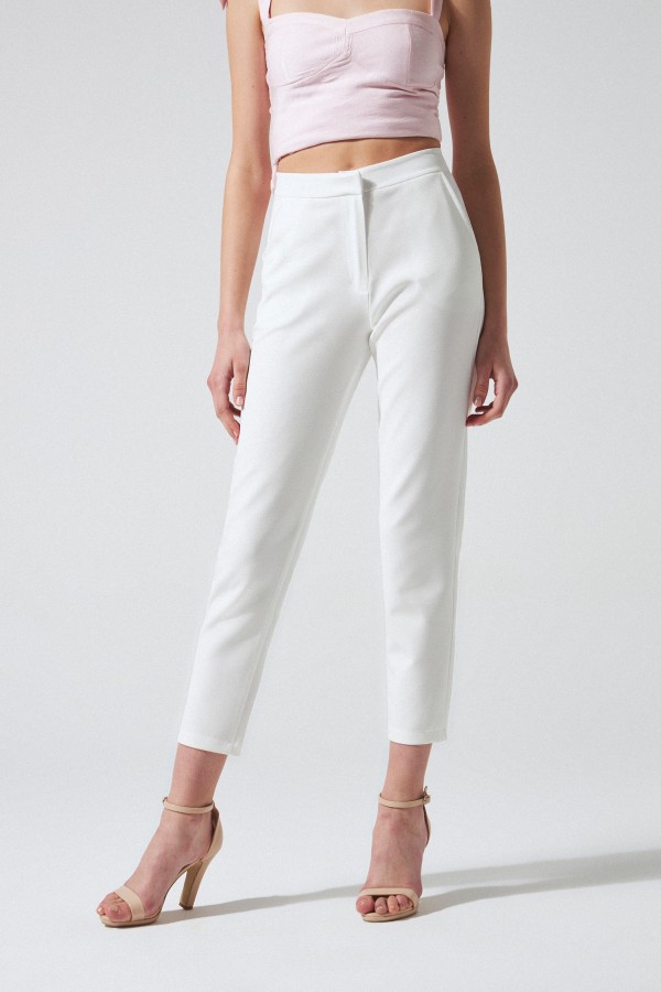 Ecru Cigarette Trousers - 2