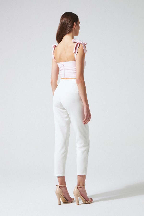 Ecru Cigarette Trousers - 4