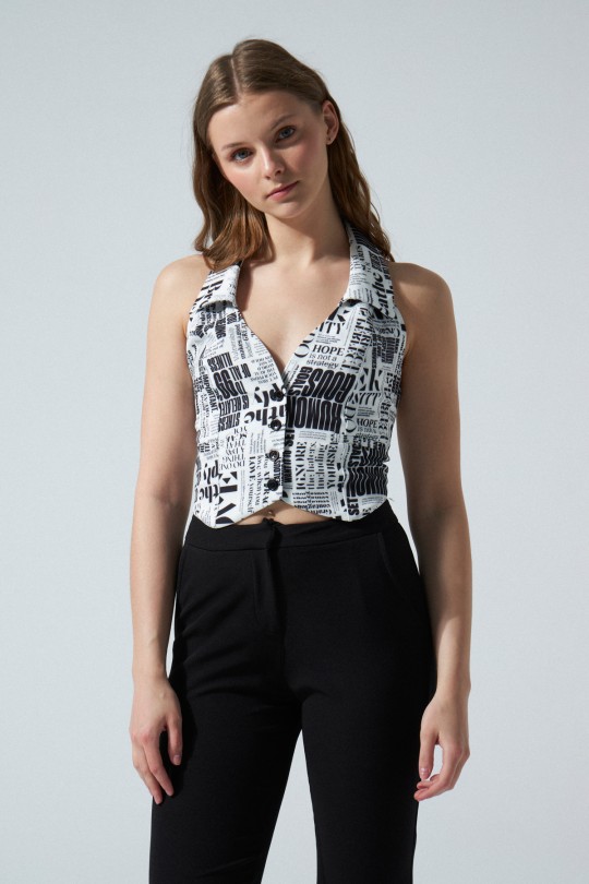 COLLAR DETAILED BUTTON VEST WITH WRITTEN DSN - BERFUĞ KIRAN (1)