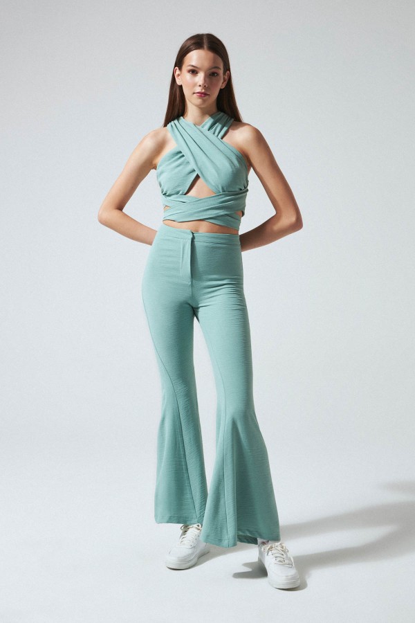 CROSSED FRONT DECOLLAR BUSTIER WATER GREEN - 2