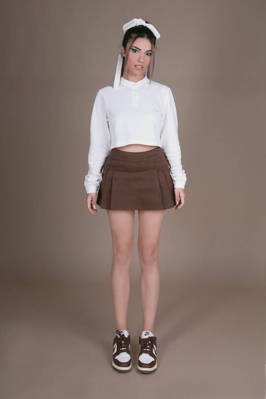 ECRU-BLUSE MIT HEISSEM KRAGEN - BERFUĞ KIRAN