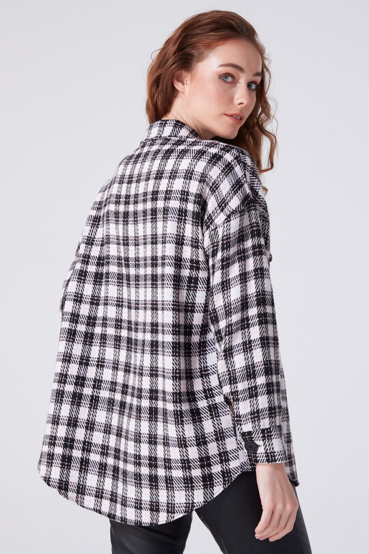 PEMBE ÇİZGİLİ EKOSE OVERSIZE ODUNCU GÖMLEK - 3