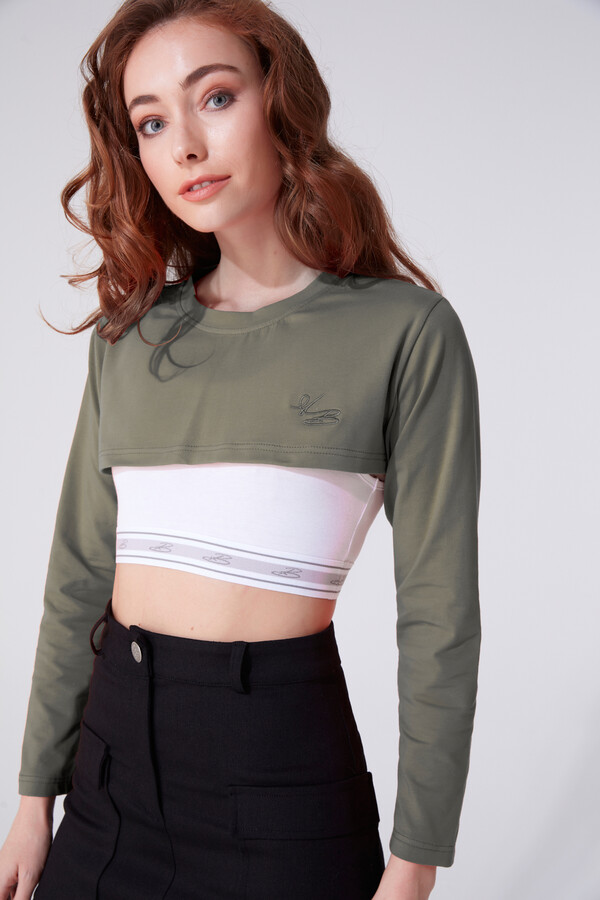 HAKİ UZUN KOLLU CROP