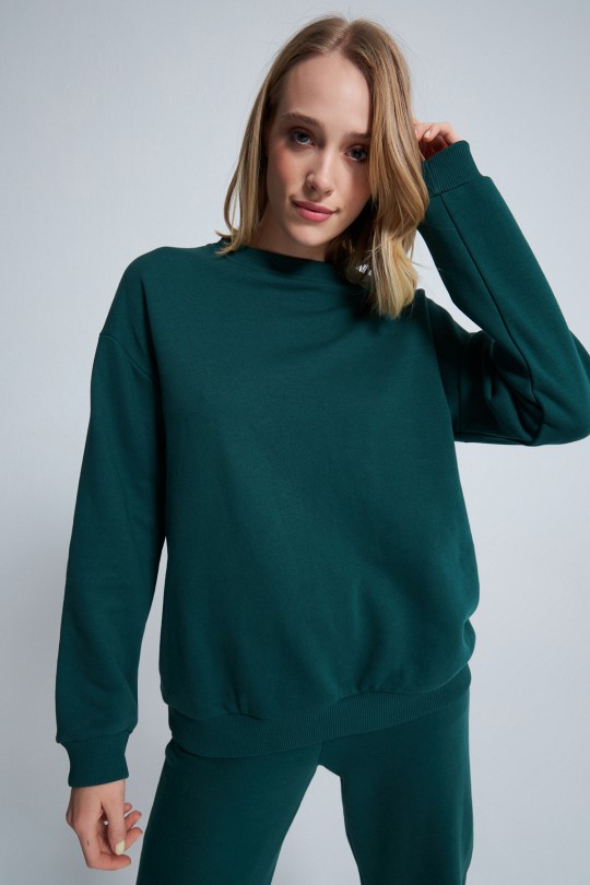 Dunkelgrünes Oversize-Sweatshirt - BERFUĞ KIRAN