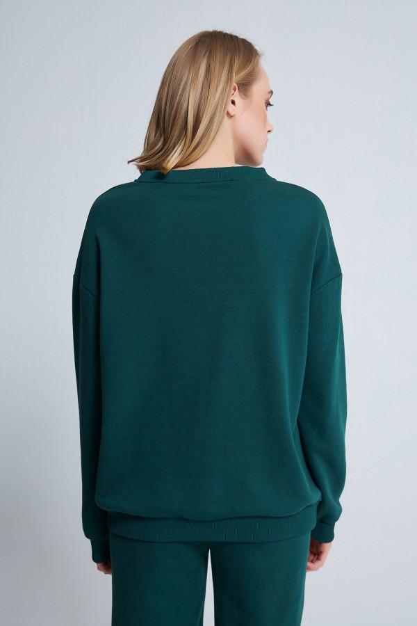 Dunkelgrünes Oversize-Sweatshirt - 3