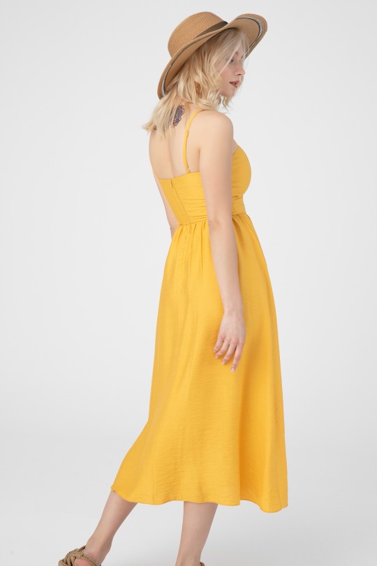 Mustard Strappy Midi Dress - 2