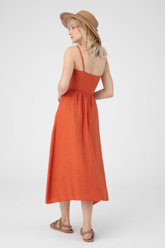 Brick Strappy Midi Dress - 3