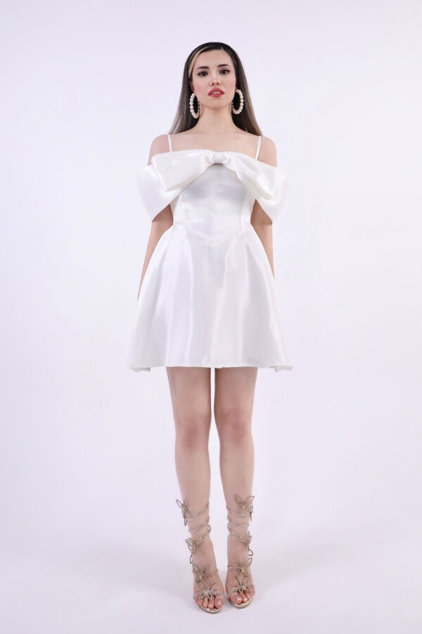 IVORY FRONT-TIED STRAP MINI DRESS - 4