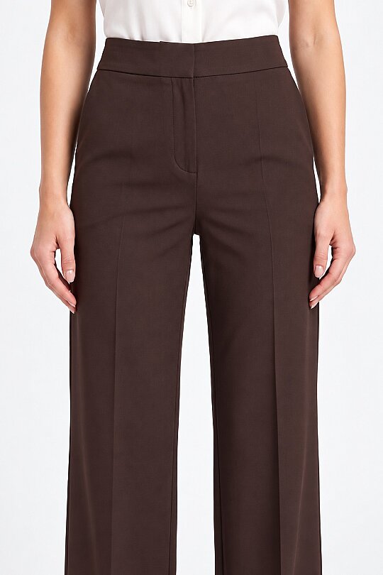 KAHVERENGİ DÜZ PAÇA KUMAŞ PANTOLON - 5