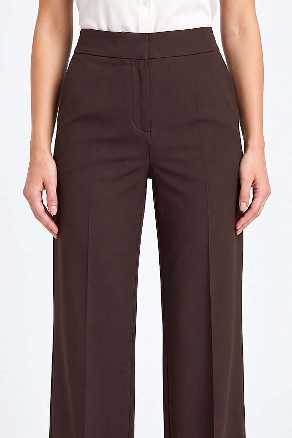 KAHVERENGİ DÜZ PAÇA KUMAŞ PANTOLON - 5