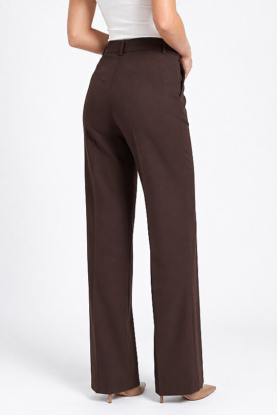 KAHVERENGİ DÜZ PAÇA KUMAŞ PANTOLON - 6