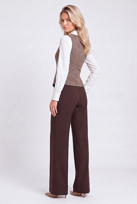 KAHVERENGİ DÜZ PAÇA KUMAŞ PANTOLON - 7