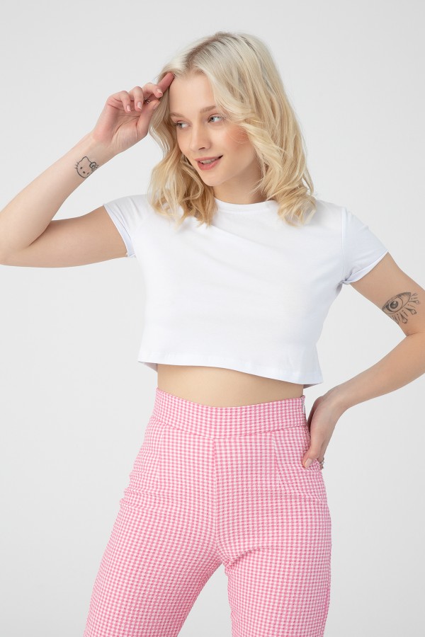 BEYAZ KISA KOLLU CROP - 1
