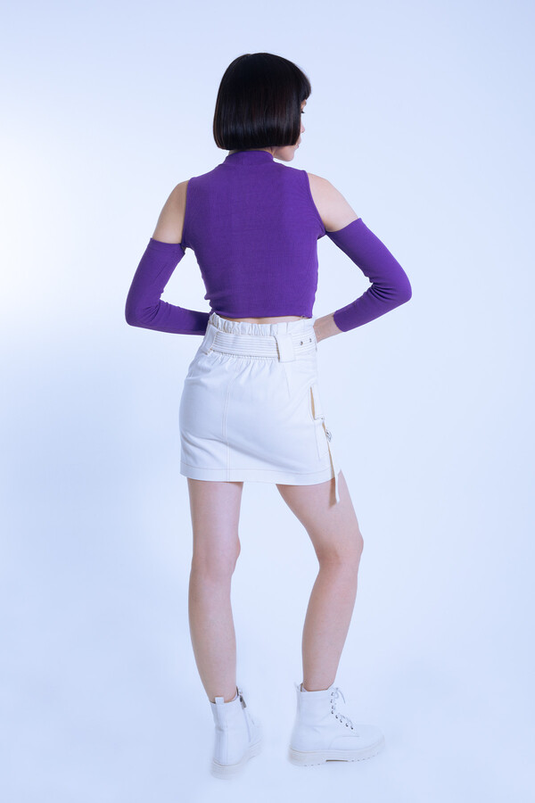 KURZE VERSANDBLUSE MIT OFFENEN SCHULTERN LILA - 5