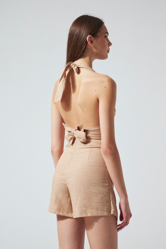 LEINEN-BUSTIER MIT MINENLÄNGE UND RÜCKENBINDE - 3