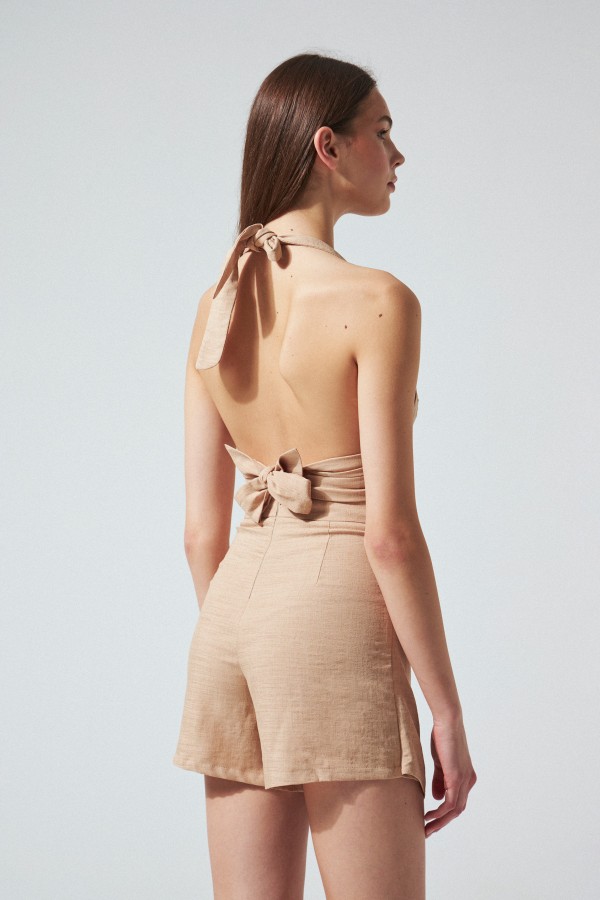 LEINEN-BUSTIER MIT MINENLÄNGE UND RÜCKENBINDE - 3