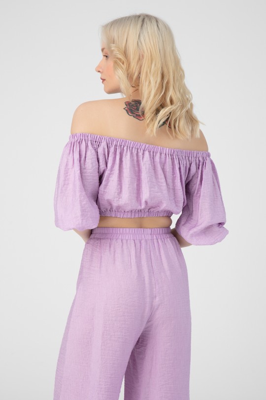Lila Bluse mit elastischen Schultern - BERFUĞ KIRAN (1)