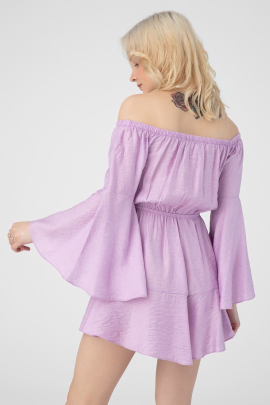 Lila brust mit bindeband und elastischem bund jumpsuit - 3