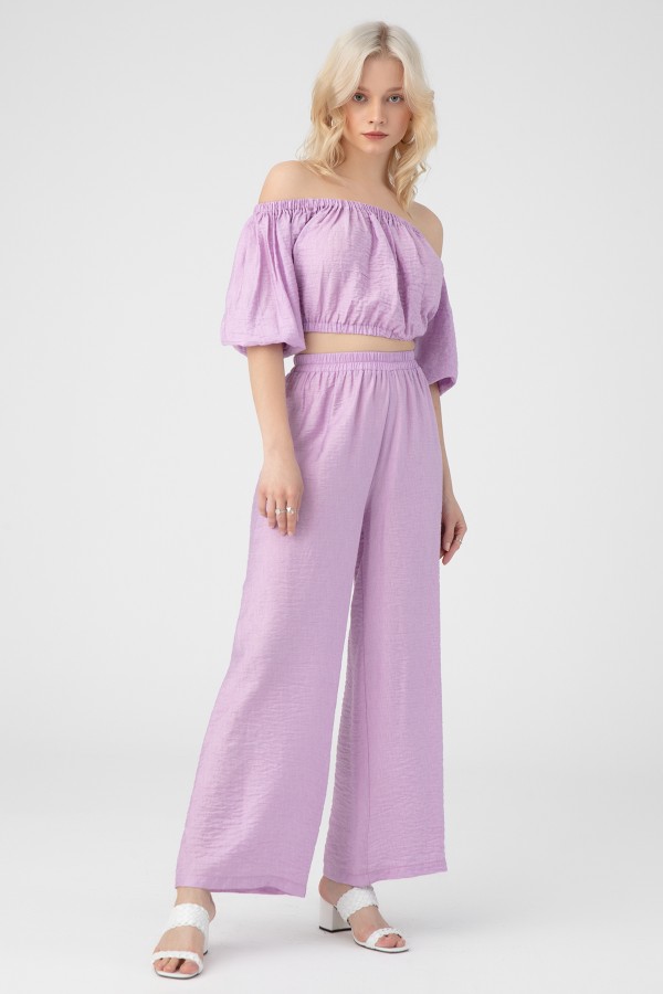 Lila Hose mit elastischem Bund - 1