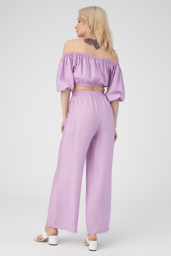 Lila Hose mit elastischem Bund - 2