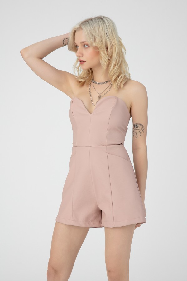 LINING BACK LEATHER JUMPSUIT PİNK - 2