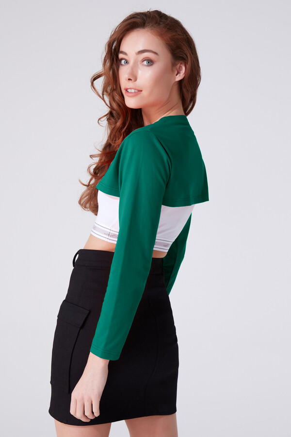 GREEN LONG SLEEVE CROP - 3