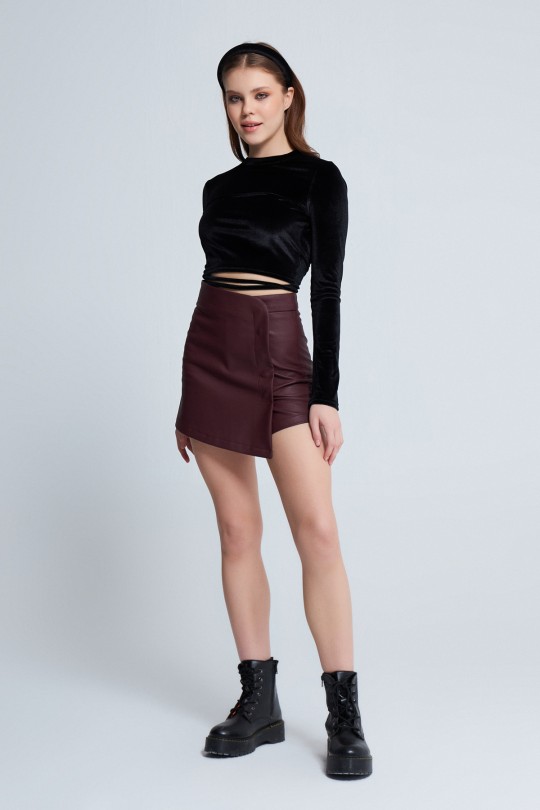 LONG SLEEVE VELVET BLOUSE BLACK - BERFUĞ KIRAN