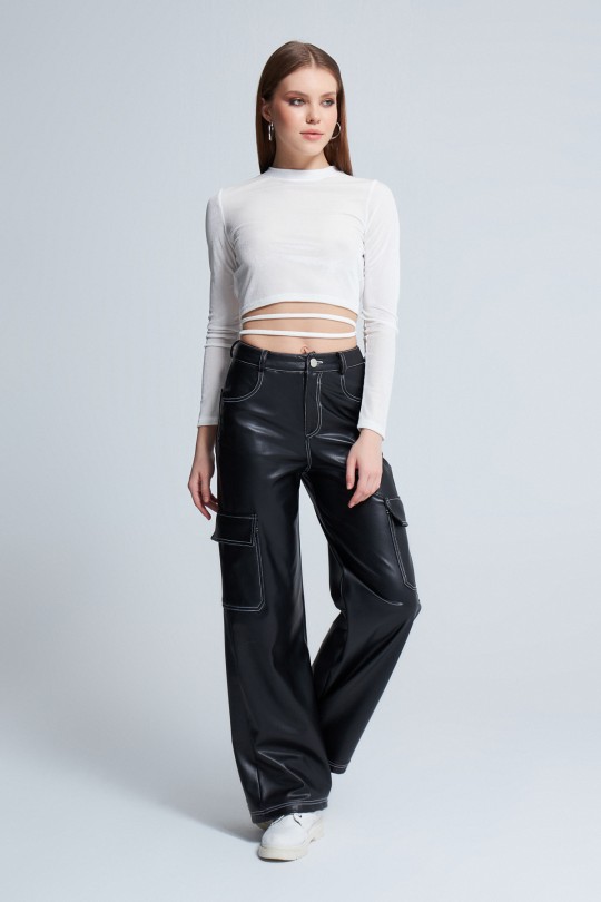 LONG SLEEVE VELVET BLOUSE WHITE - BERFUĞ KIRAN