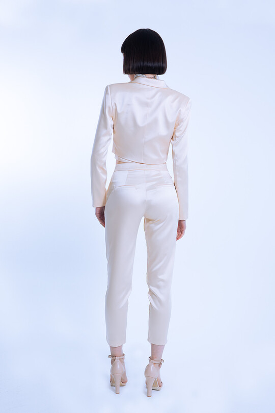 Mink Satin Cigarette Trousers - 4