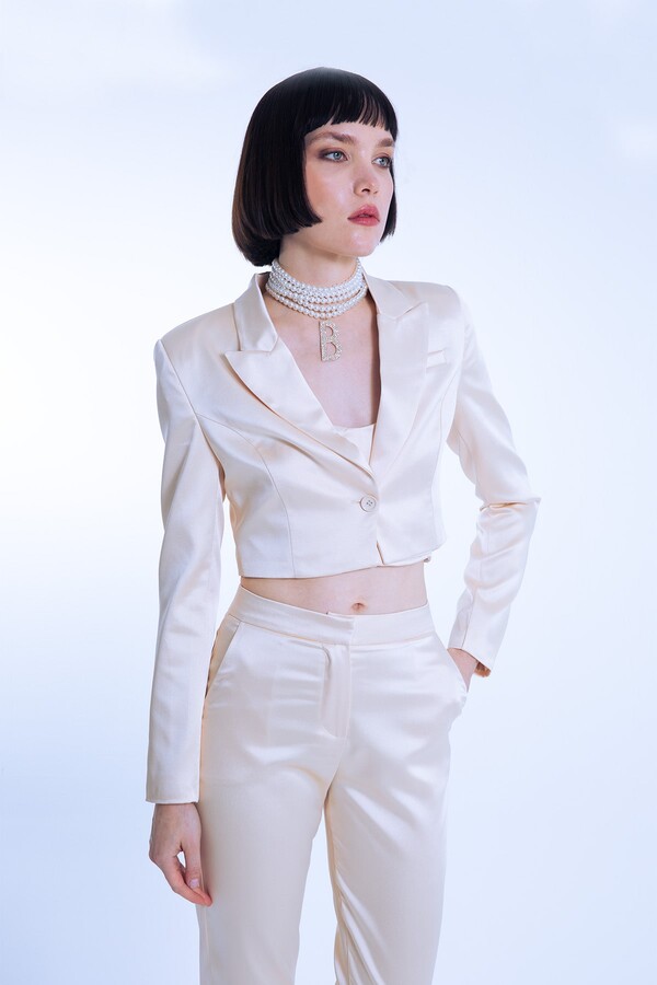 Mink Short Satin Jacket - 1