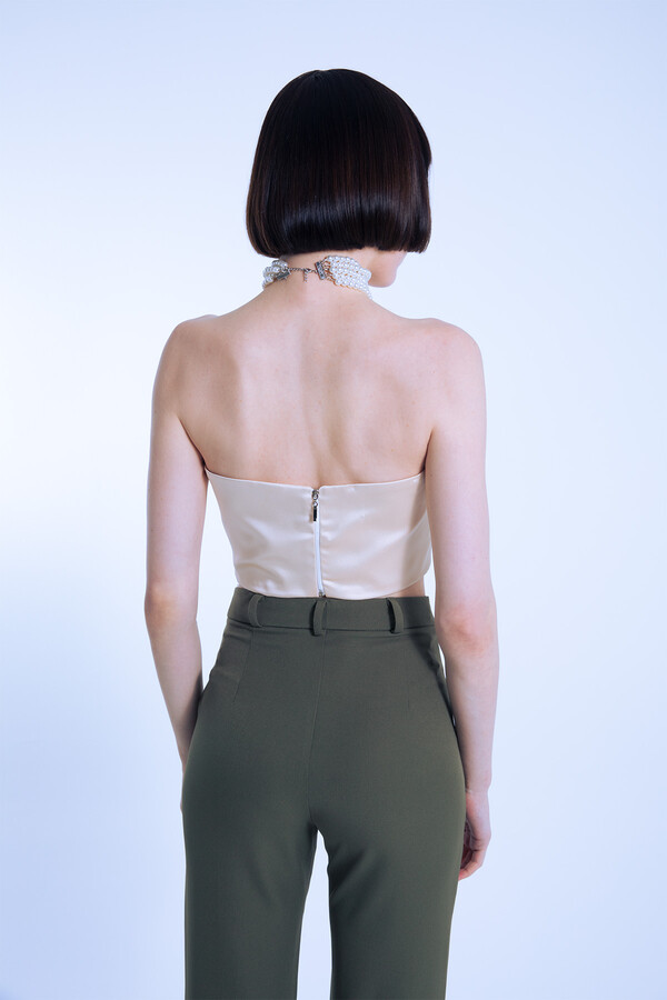 MINK STRAPLESS SHORT SATIN BUSTIER - 5