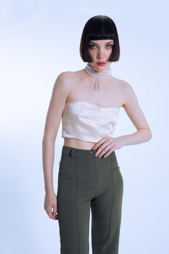 MINK STRAPLESS SHORT SATIN BUSTIER - 2
