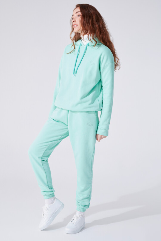Mintgrünes Kapuzen-Sweatshirt mit weitem Schnitt 