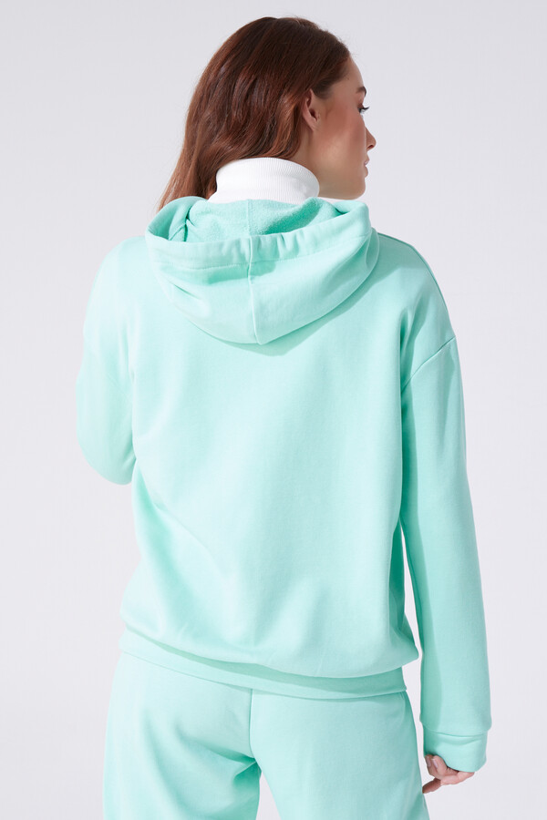 Mintgrünes Kapuzen-Sweatshirt mit weitem Schnitt - 3