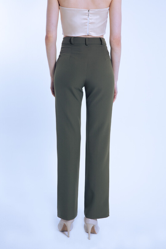Navy Blue Classic Trousers with Front Stitching - 4
