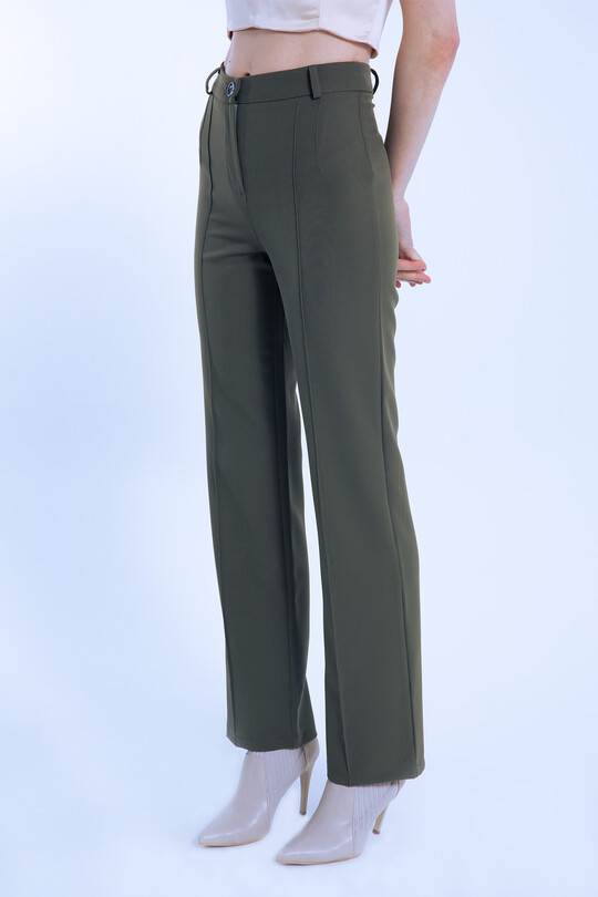 Navy Blue Classic Trousers with Front Stitching - 3