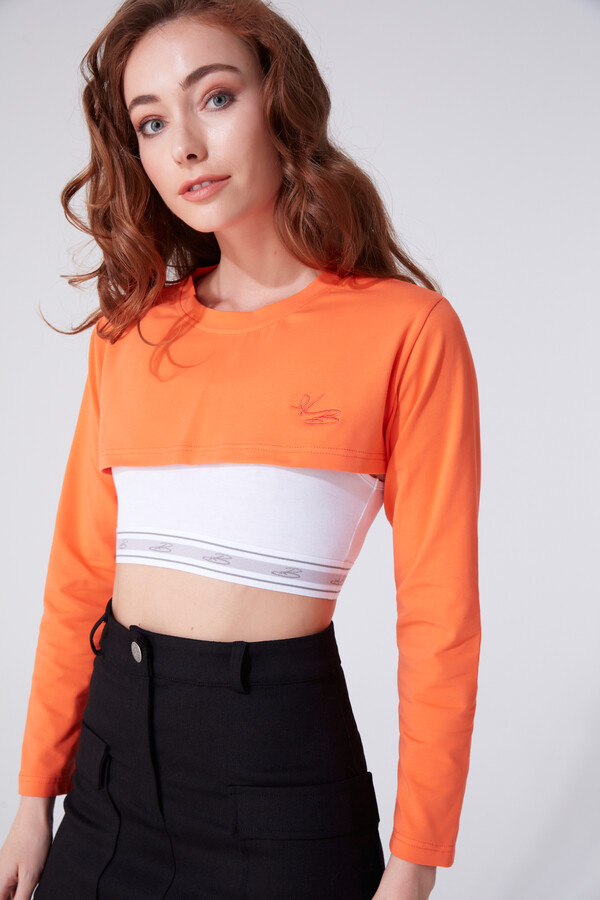 ORANGE LONG SLEEVE CROP - 2