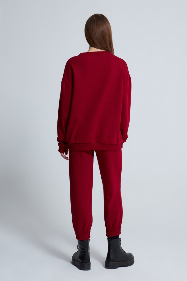 BURGUNDY OVERSIZE SWEATSHIRT MAROON - 3