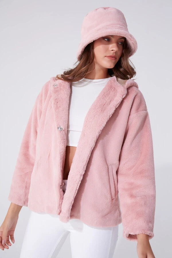 PEMBE PELUŞ CEKET
