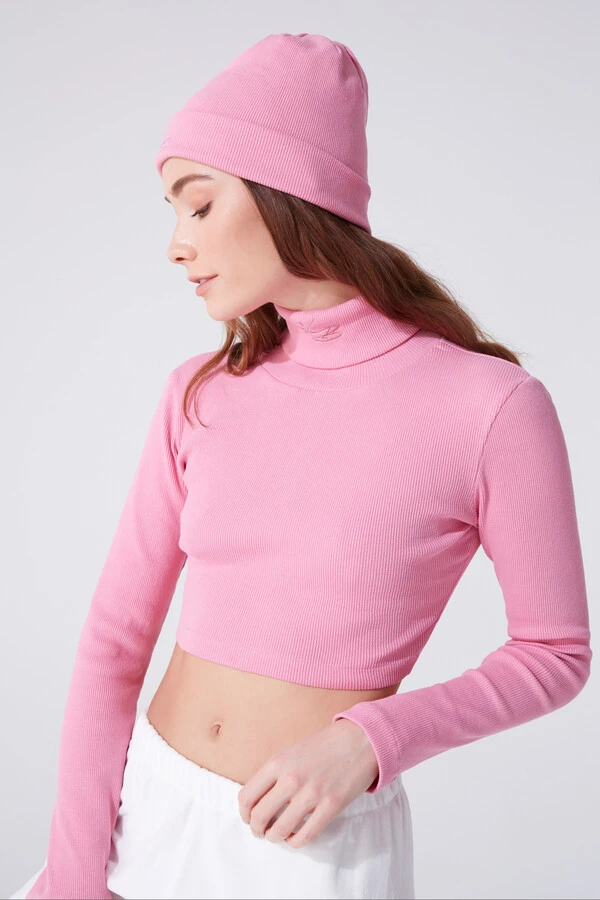 PEMBE NAKIŞ DETAYLI BOĞAZLI CROP