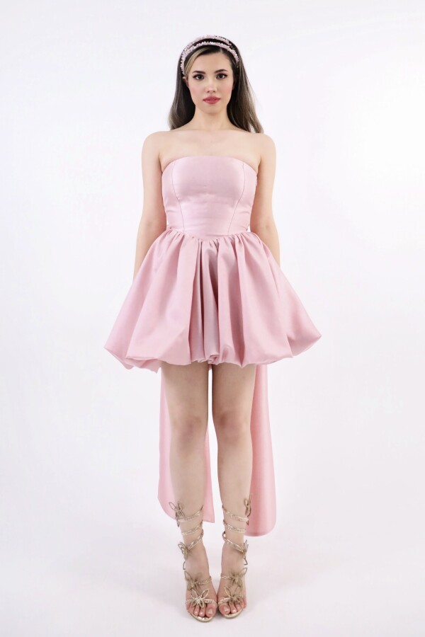 PINK BACK-TIED STRAPLESS TAFFETA DRESS - 2