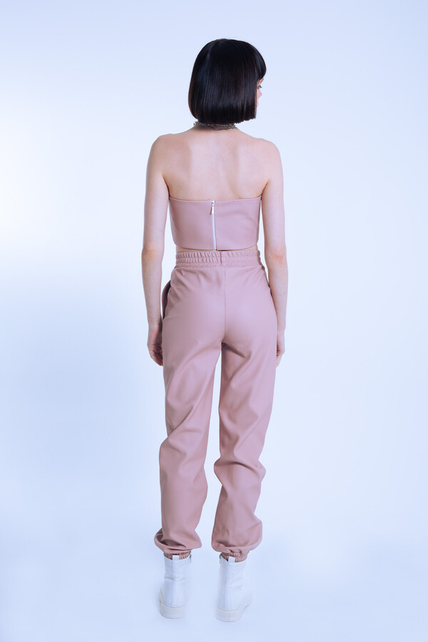 PINK STRAPLESS SHORT LEATHER BUSTIER - 5